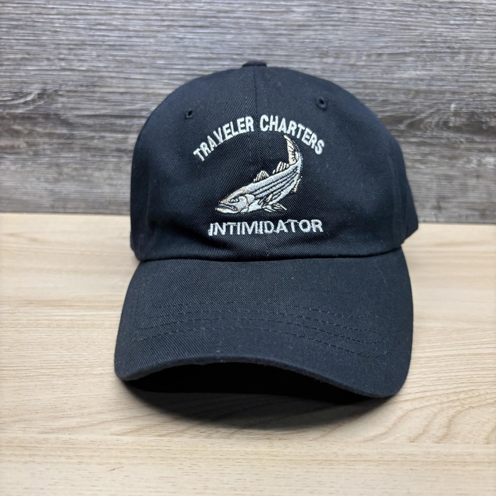 Traveler Charters Intimidator Yupoong Hat Cap Strap Back Mens OSFA Black Fishing